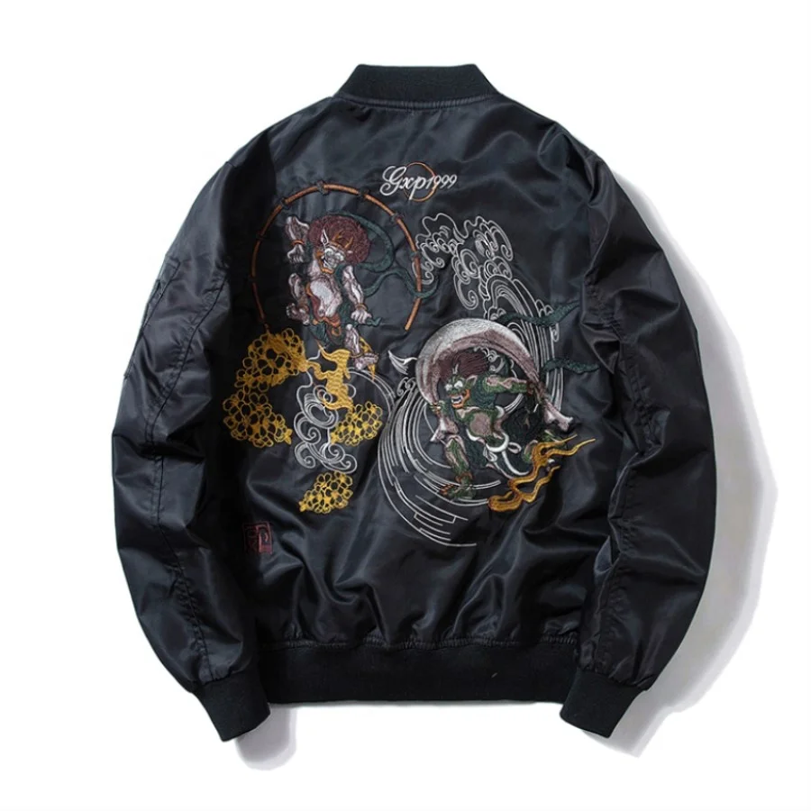 Customizable Spring 100% Cotton Windproof Embroidery Tiger Head Flight Men Bomber Jacket