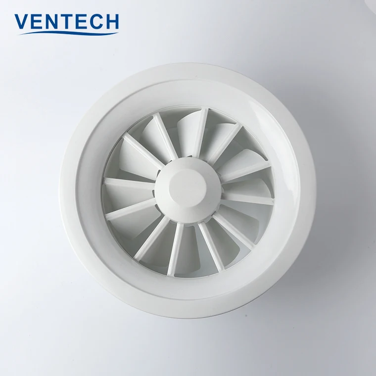High Ceiling Round Swirl Air Diffusers with Adjustable Radial Blades