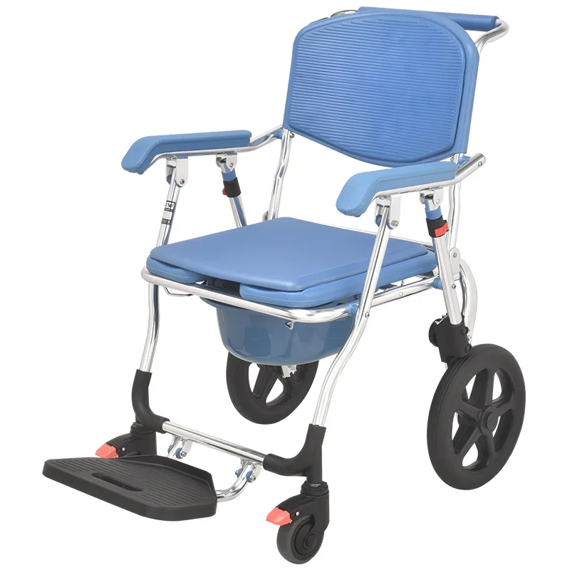 Wheeled Toilet Chair Foldable Bathroom Stool for Elderly