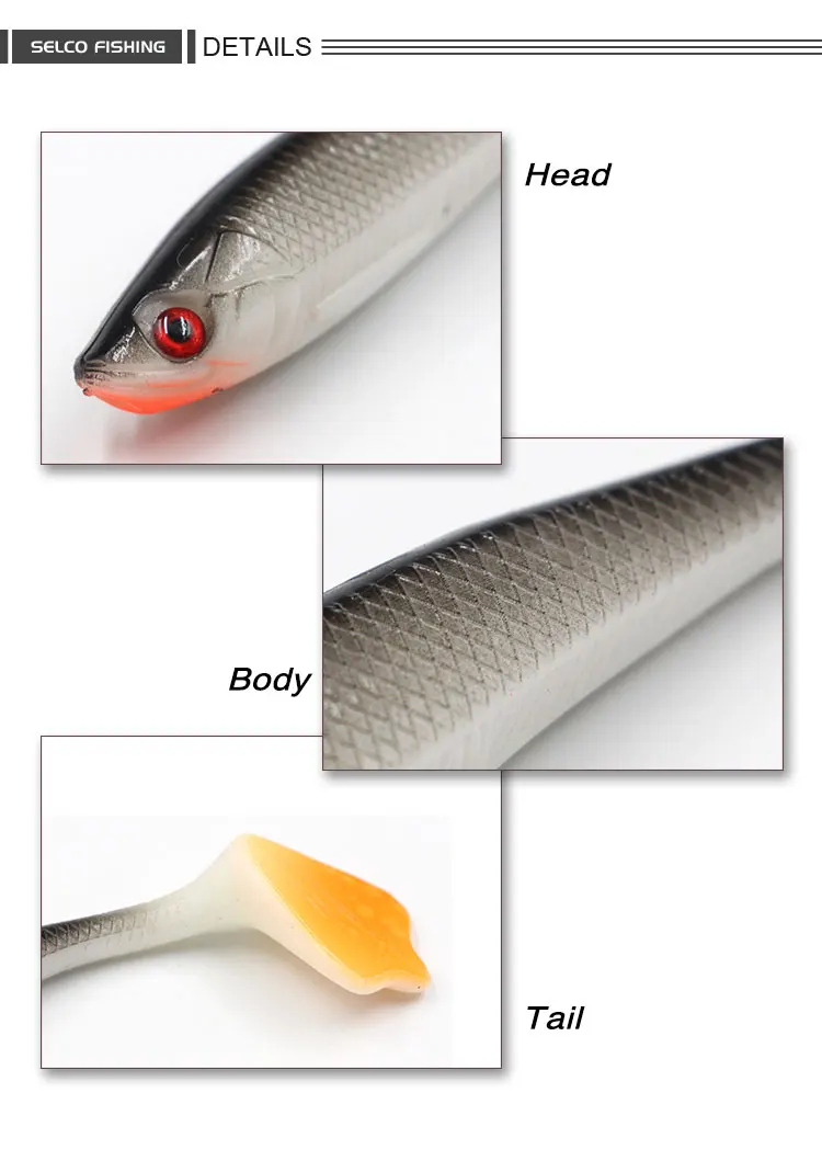 Selco 12cm Trout Soft Lure Large Soft Plastic Shad Pike Lures Bait Soft