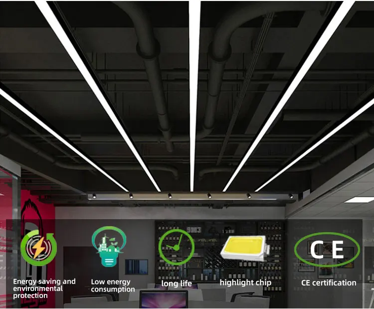 Office Linear Led Pendant Lights 40w 1200mm 4ft Led Suspended Surface