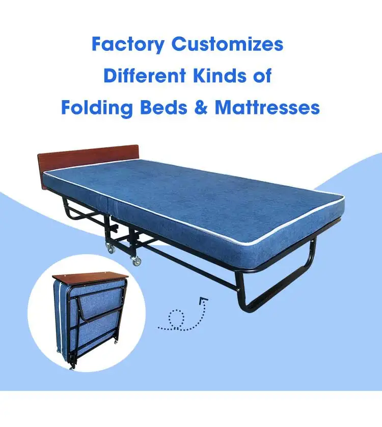 Fold Up Metal Bed With Mattress For Adult Office Lunch Break Nap Hospital Portable Foldable