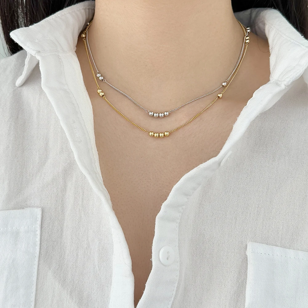 KAKODIY Unique Asymmetrical 925 Sterling Silver Chain Glossy Beads Pendant Necklace for Women Girls Daily Wear and Dress Up detail 3