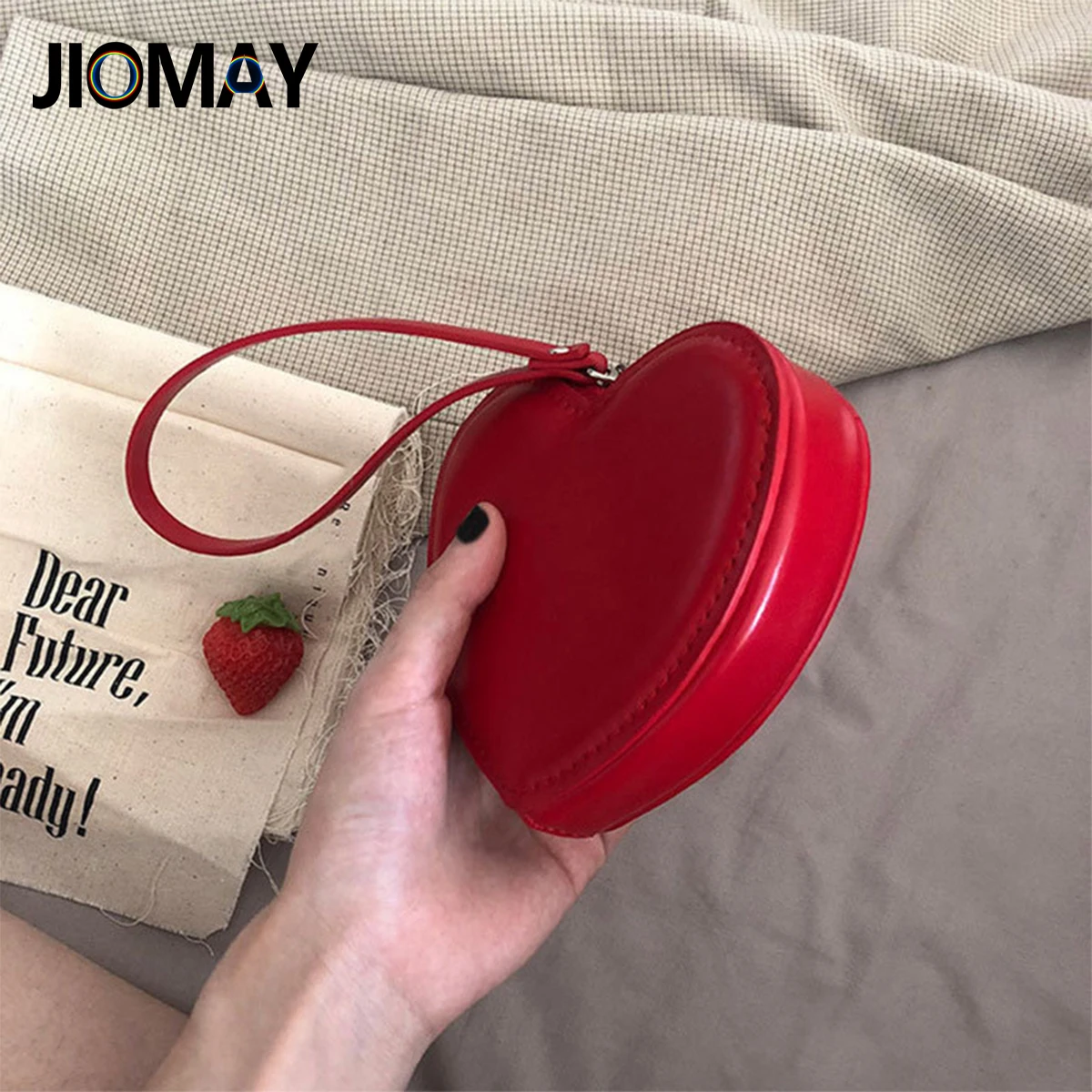 JIOMAY Kawaii Wallet for Girls Designer Purses for Women Wedding Card Mini PU Leather Heart Bag Wholesale Cute Coin Clutch