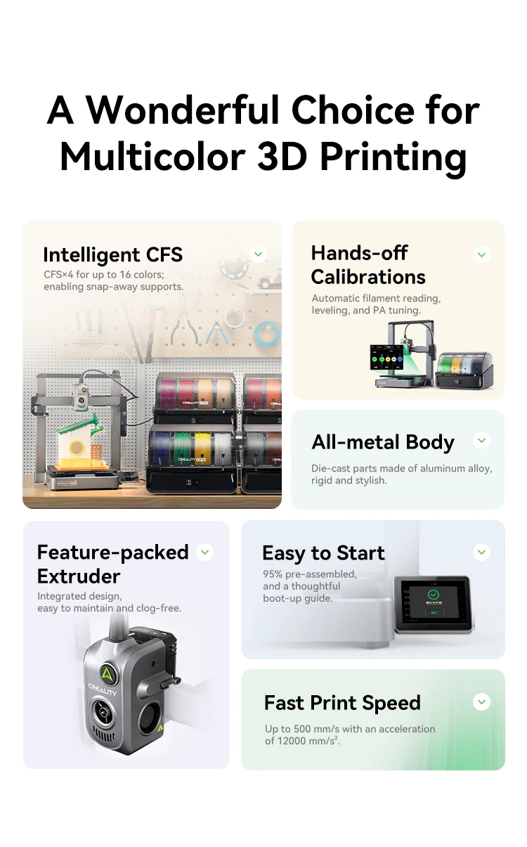 New Creality Hi Combo 3D Printer Model Multi-color Desktop 3D Printing With Intelligent CFS Fast Print Speed 500 Mm/s