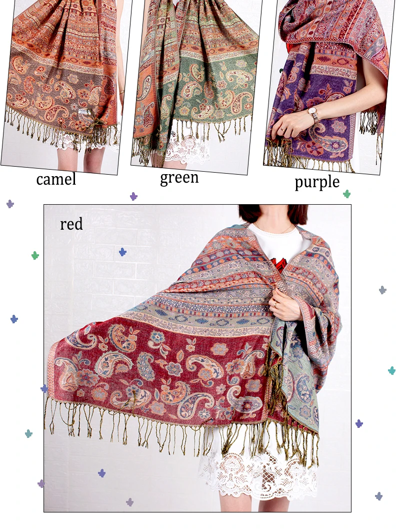 Factory exquisite jacquard cashew woven pattern cashmere pashmina shawl