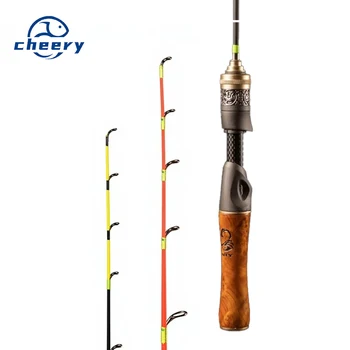 Winter Ice Fishing Rod Ultra Short Portable Wood Handle Straight Glass Steel Soft Small Raft 2-Section Fishing Rod – Soft Lure – view 2