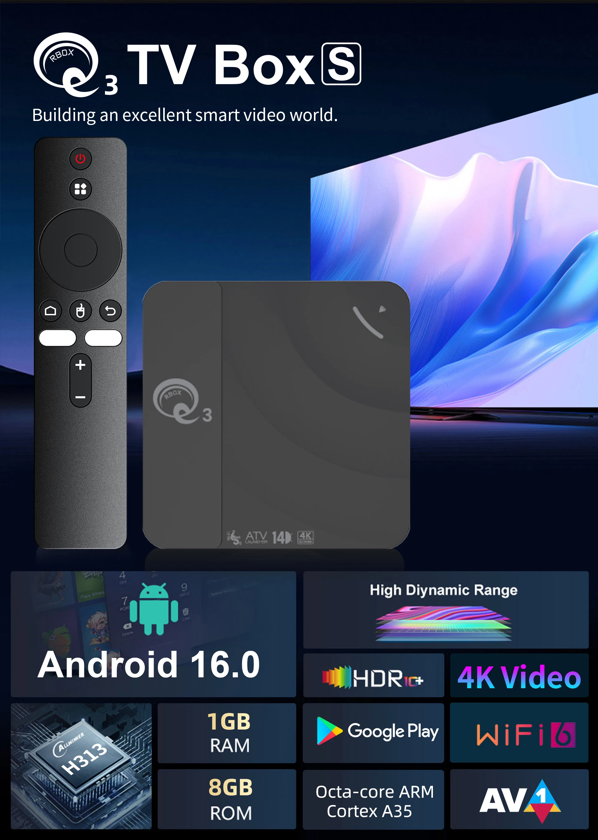 2025 HCS96-Q3 Android 16 Smart Set-Top Box HD 4K with Quad Core ...