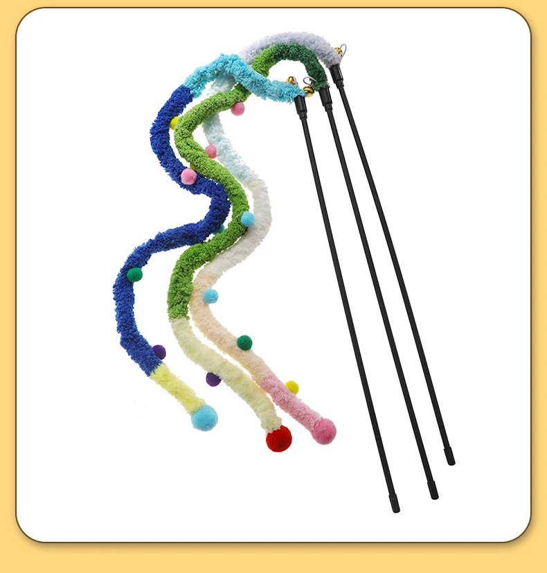 BESPORTBLE 2pcs Cat Teaser Interactive Toys Colorful Ribbon