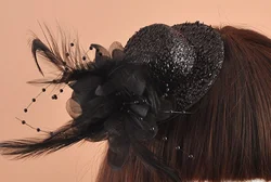 2023 новый модный головной убор для девочек шерстяная шляпа Коктейльная Цветочная мини-декоративная заколка волос Детская