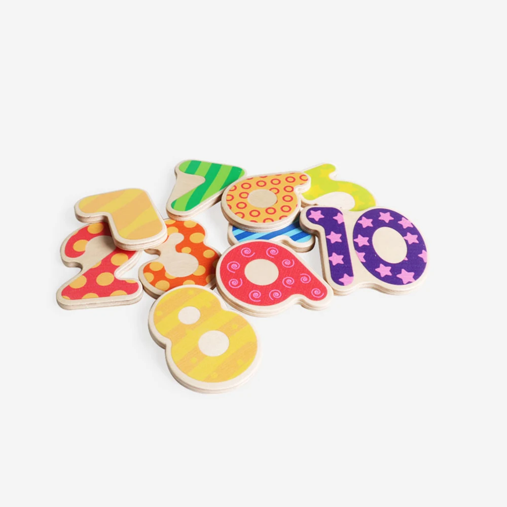 Safe Montessori Wooden Toy Colorful Number Puzzle Educational Toy
