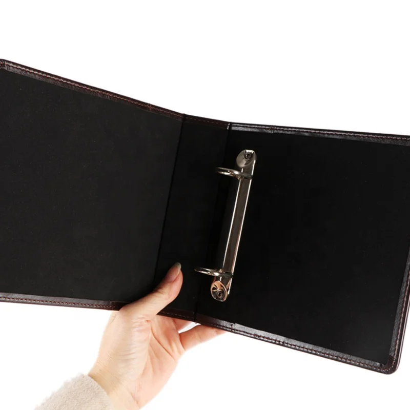 Pu Leather Cover Baby A5 size Small Mini Menu Bill 2 Ring Binder Folder Budget Binder with Ring Holes