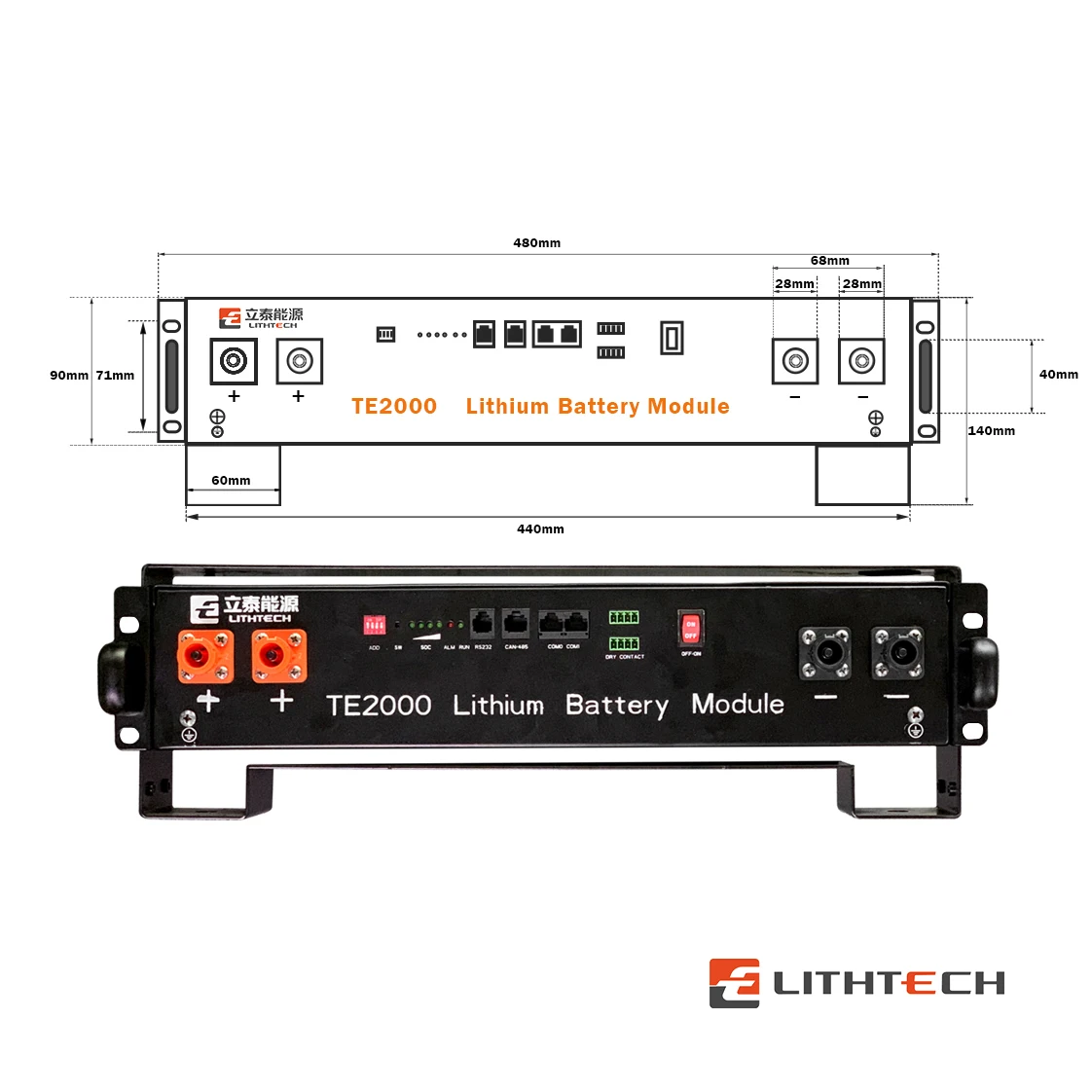 LITHTECH Customized 48 Volt 100Ah Lithium Battery Pack for Solar Energy and Telecommunication