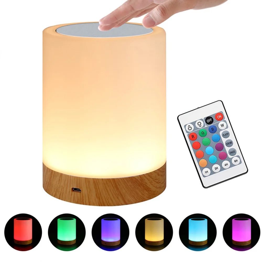 product touch remote control led rgb table lamp rechargeable night light for bedside camping with hook-40