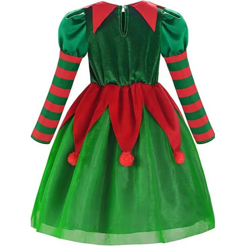 Xmas Party Costume Elves Dress Children Cute Elf Costume Sanata Cosplay  Boys Girls Red and Green Christmas Performance Clothes