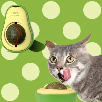 Avocado Catnip Ball Wood Celestial Gall Fruit Licking Happy Teeth Molaring Cleaning Funny Cat Baseball