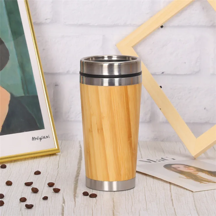 Bpa Free 450ml Thermal Bamboo Tumbler With Slide Lock Lid,Stainless