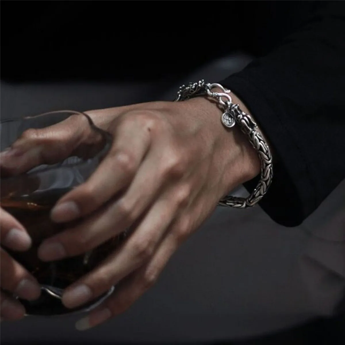 COOLSTEELANDBEYOND Stile retrò Uomo Acciaio Inossidabile Drago Vintage Collegamento Chain Braccialetto, Bracciale, con Chiusura a Molla