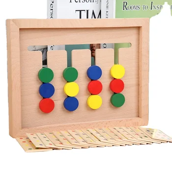 Double-sided playable Montessori wooden four-color walking game classification matching game