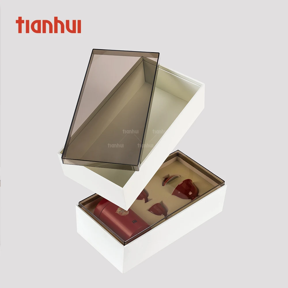 Tianhui Коробка с окном Pro с акриловой крышкой, упаковка премиум-класса из бумаги