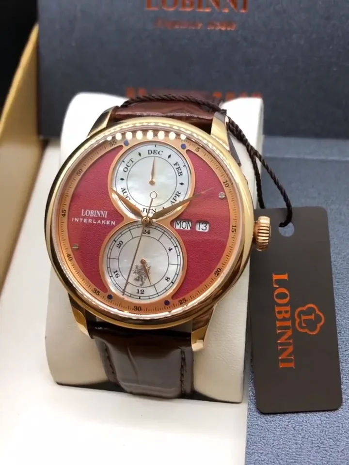 LOBINNI 18015 Minimalist Leather Automatic Watch for Men - Stylish