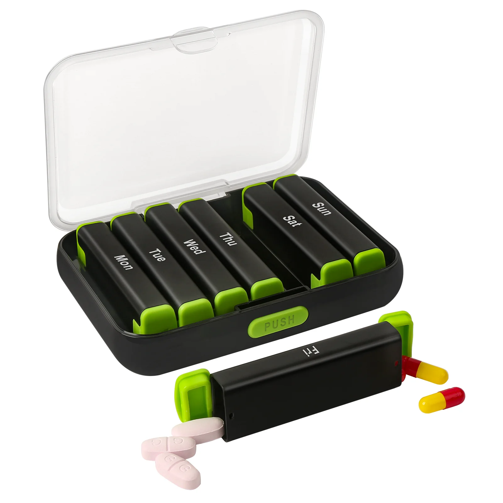 Портативный милый чехол для таблеток на неделю, чехлы для хранения таблеток с ананасом, оптовая продажа, большая дорожная коробка для таблеток, органайзер с напоминанием на 7 дней