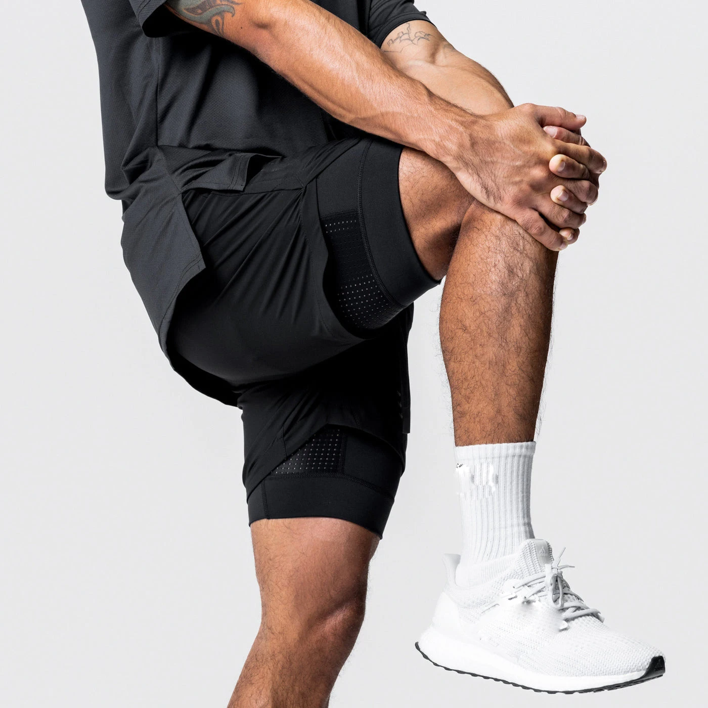 Running Breathable Men 2 in 1 Layers Sports Track Workout Gym Shorts With Pockets