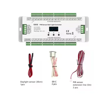 Factory Price ES32 PIR DC5-24V Light Strip Dimmers Controller Man Body Infrared MultiFunction Sensor Stair Light Controller