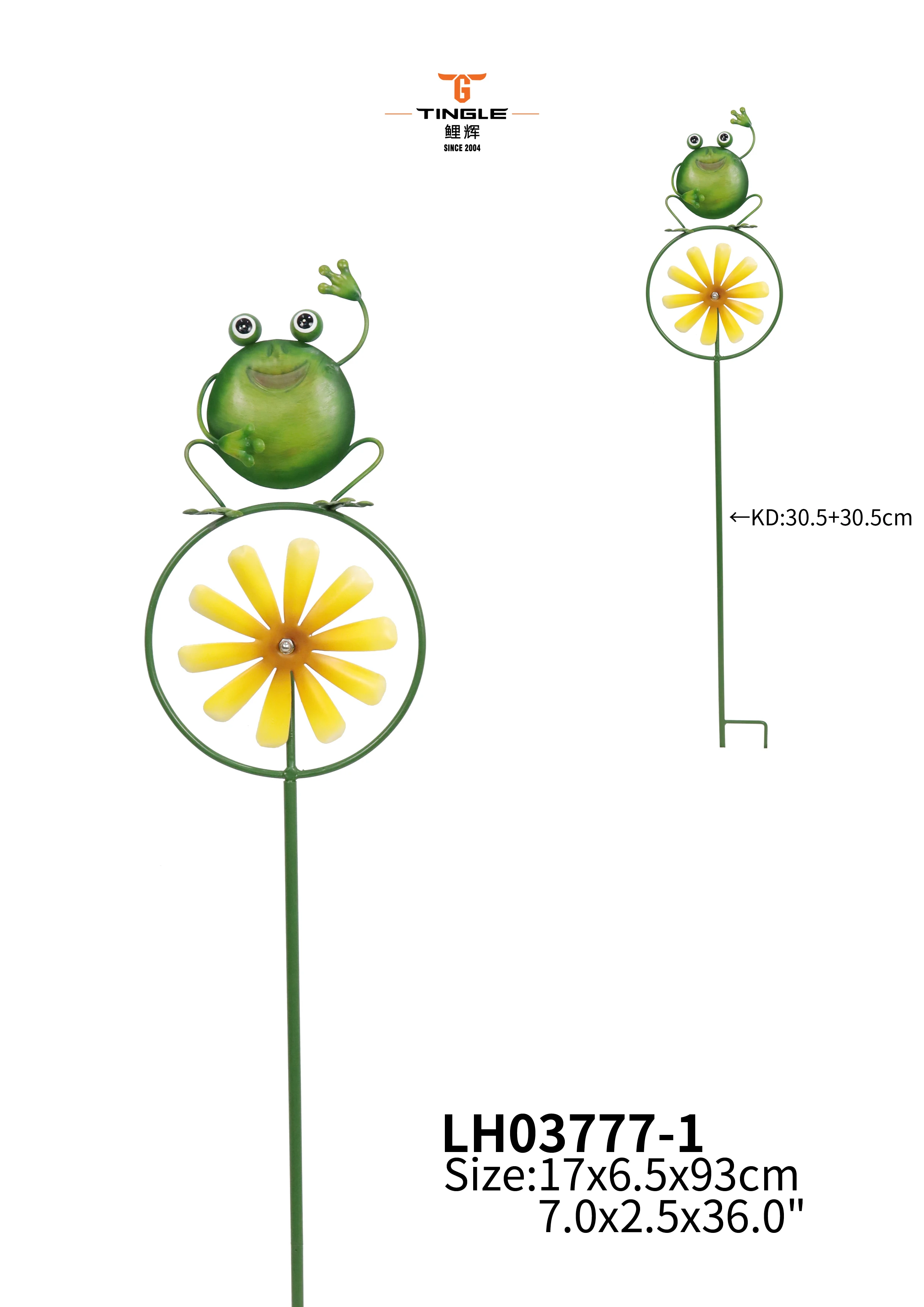 Liffy Patio Metal Frog Spinner  Stake garden stake