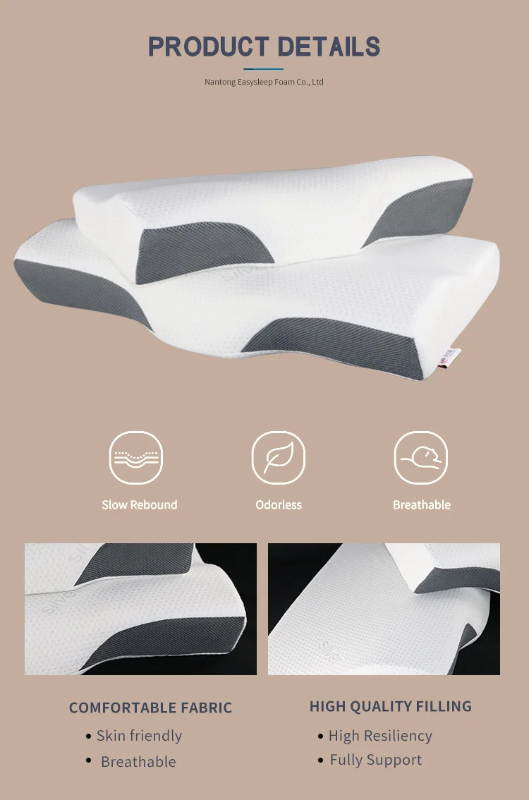 High Quality Memory Foam Cervical Orthopedic Contour Butterfly Eyelash