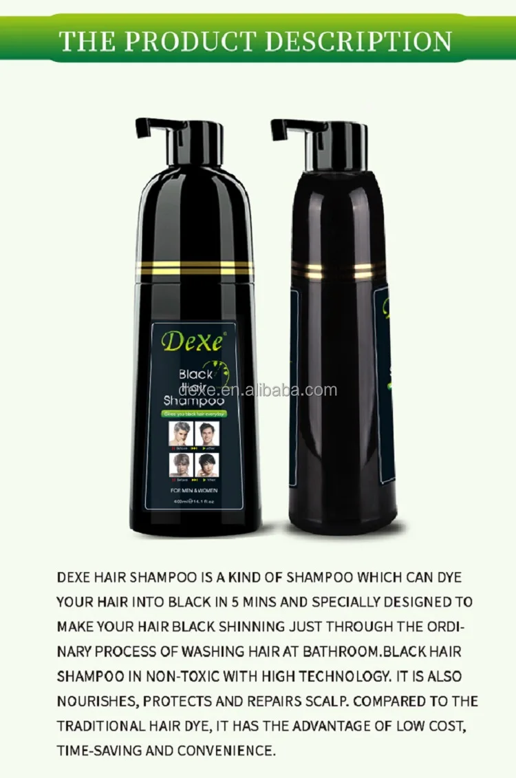 400ml Fast Black Hair Dye Shampoo Natural Black Colorant Organic For