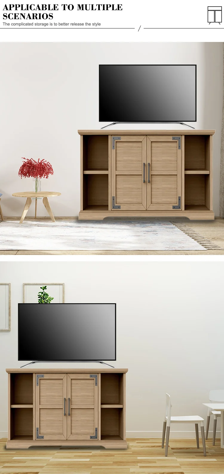 Simple Antique Style Entertainment Center Industrial Design Corner TV Rack Table TV Stand cabinet