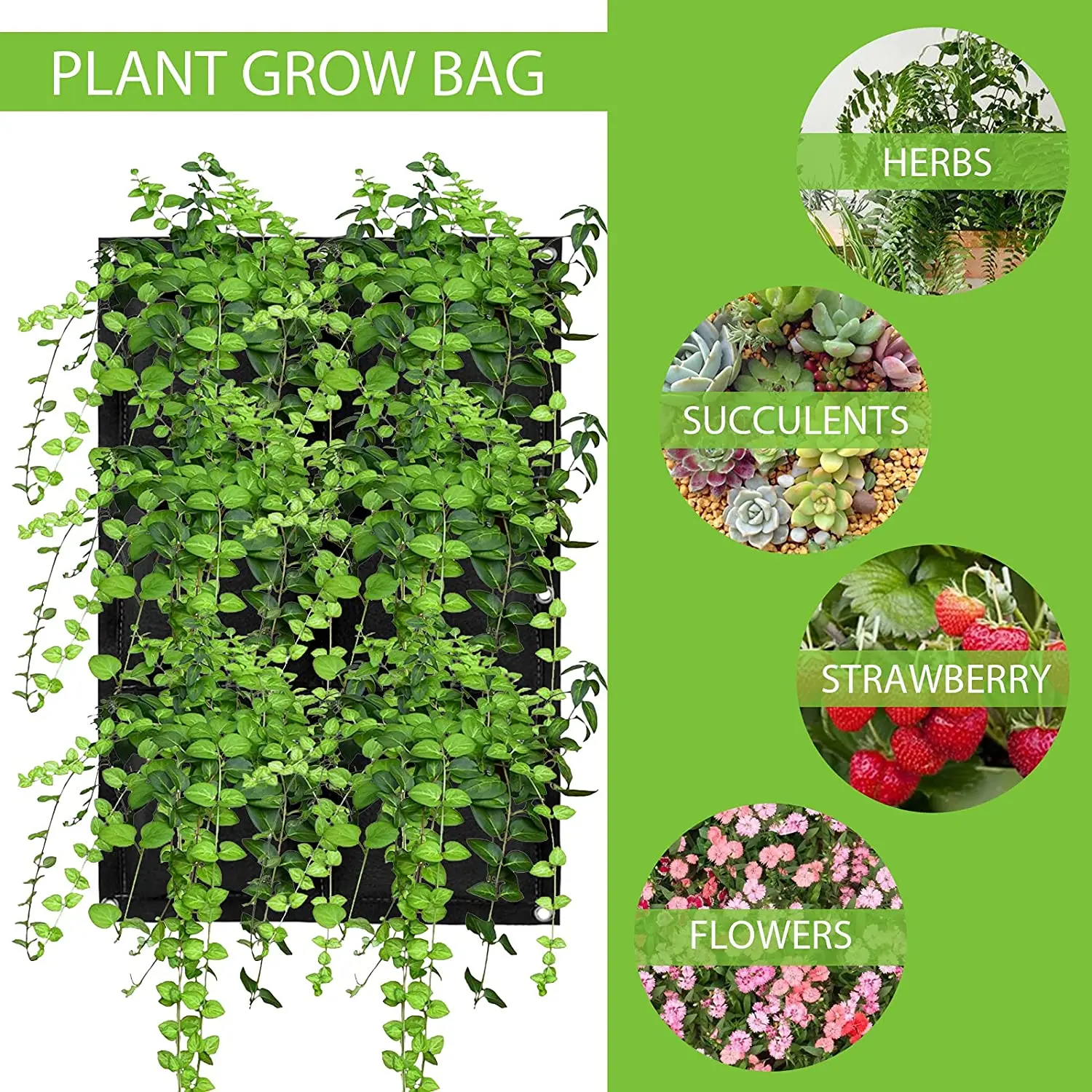 Vertical Wall Garden Planter Wall Hanging Planting Bags Felt Hanging Plant  Bag