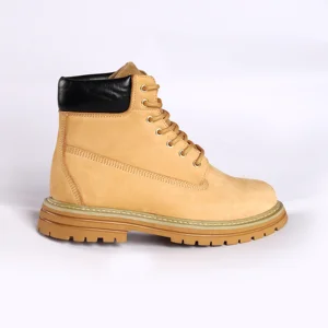 Men's Winter Nubuck Leather Work Boots Steel Toe Rubber Sole Yellow Goodyear Welt Safety Shoes Casual Anti-Static PVC Insole