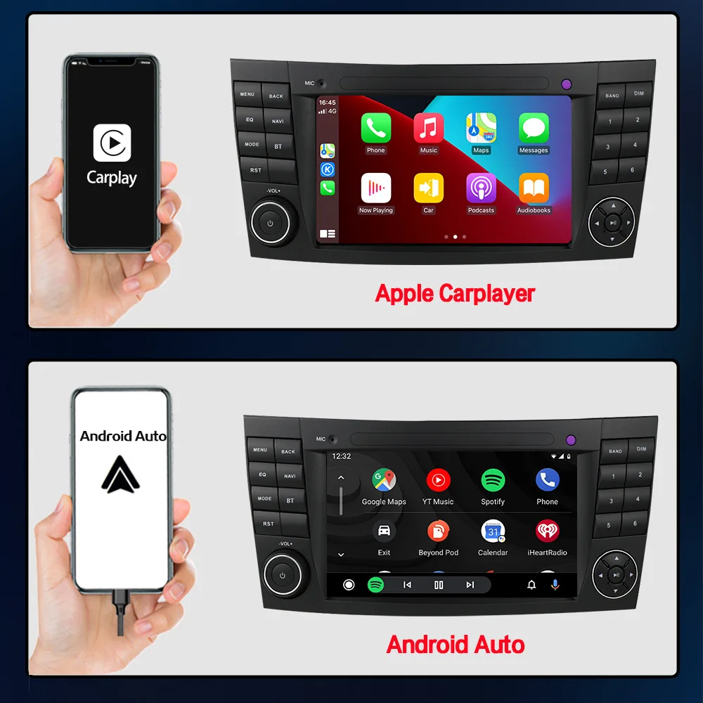 Android 13 Car Navigation MP5 Stereo Player for Bluetooth 5.0 Dashboard CarPlay for Mercedes-Benz W211 W219 1-Year Warranty USB