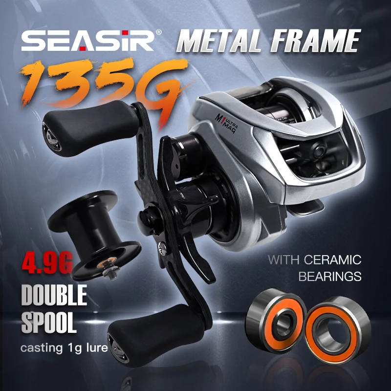 2023 SEASIR M1 10+1 BB Ultralight Fishing Reel, 135g Double Spool
