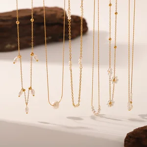 MW Temperament Wind Women's Necklace Wholesale Light Luxury Personalized Freshwater Pearl Stainless Steel Necklace