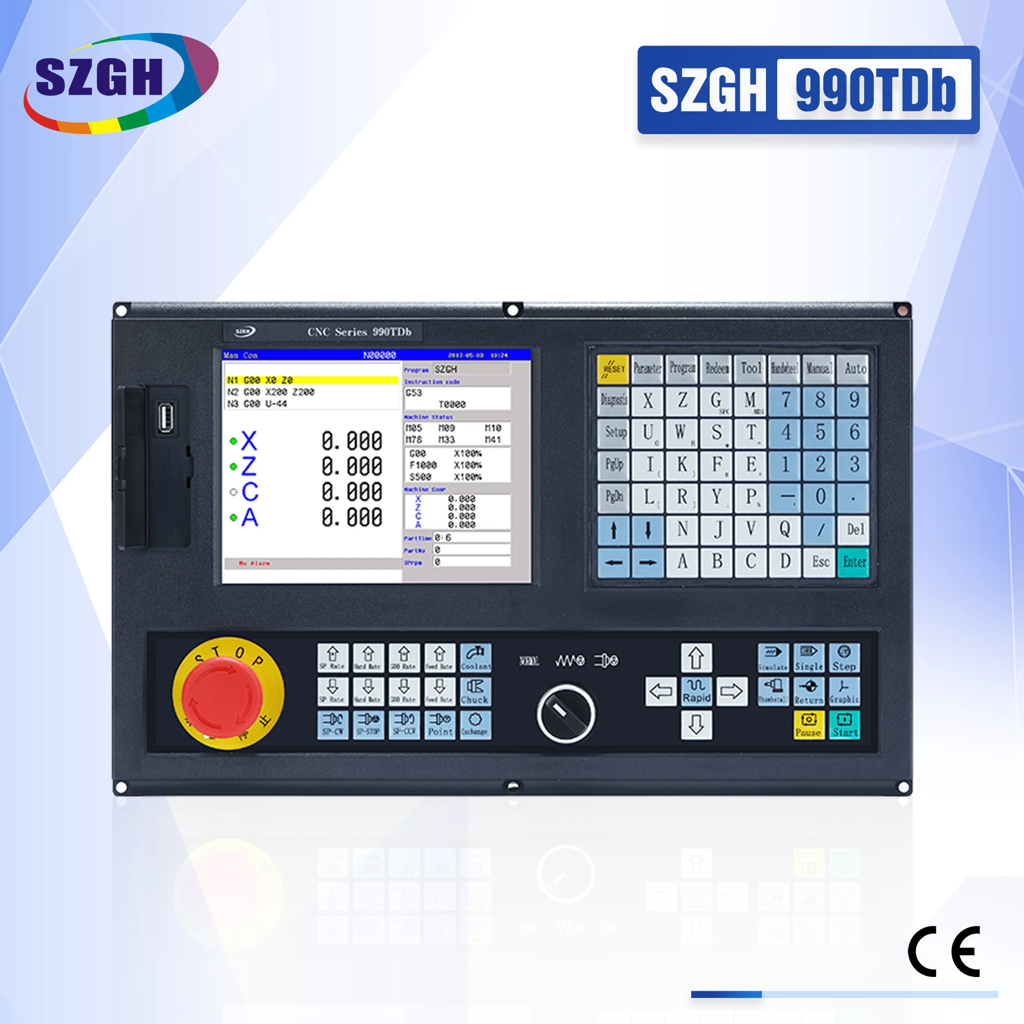 SZGH Cnc Controller with Servo Motors 2 Axis CNC Controller Usb Motor Speed Controller for Lathe Turning Atc Plc