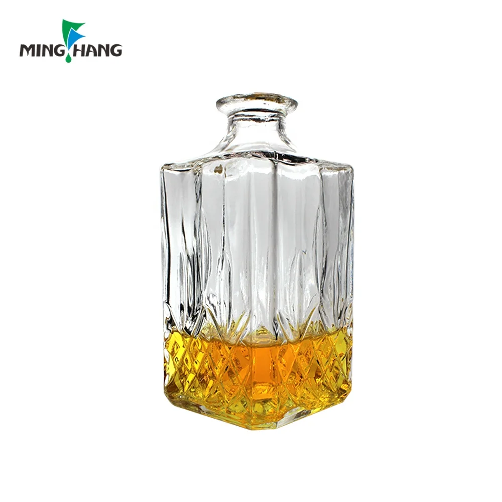 500ml/750ml Square Shaped Glass Wine Alcohol Vodka Whisky bottle With Glass Cap