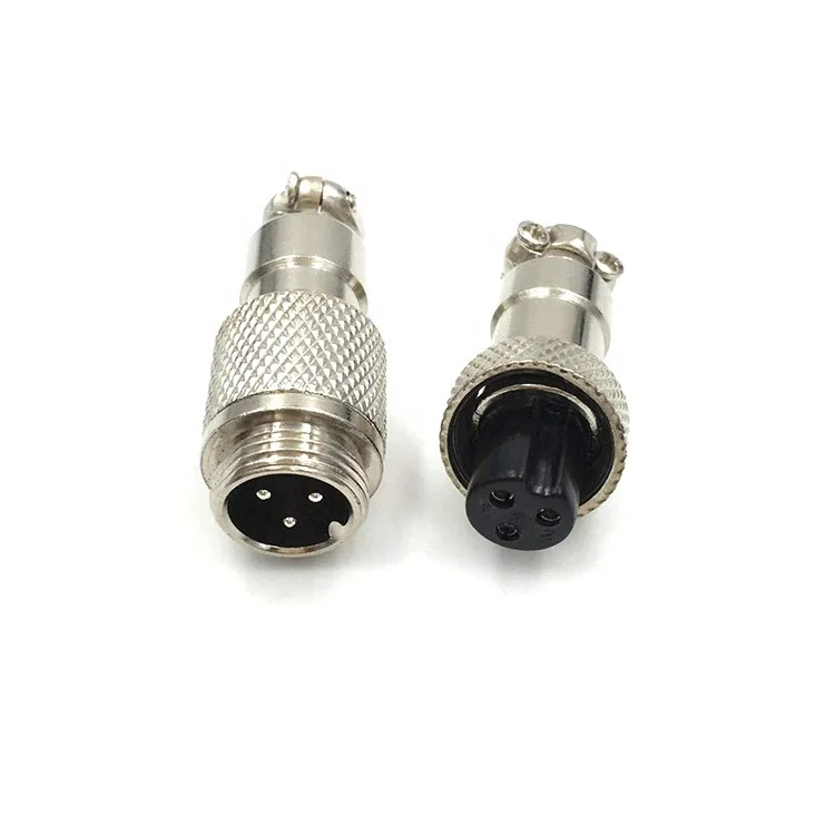 Pin Metal  12mm Aviation Socket Plug  Wire Panel Connector  Male&Female GX12 