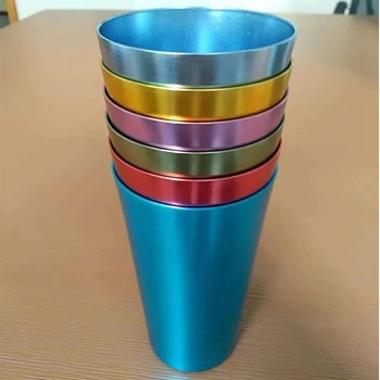 16oz Aluminum Tumblers - Retro Jewel Colored Cups Set of 6