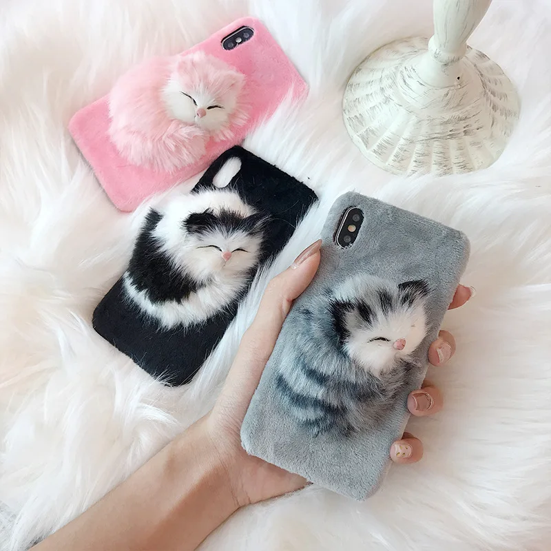 Casing ponsel kucing lucu cantik casing penutup belakang ponsel boneka  anjing Teddy untuk iPhone 14 14Pro 14Plus 14 Pro Max baru