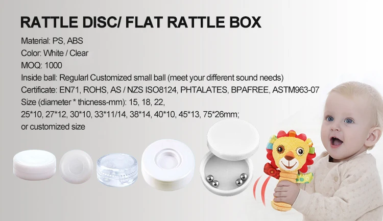 Custom Sizes Plastic Flat Rattle Disc Box Toy Accessories for Baby Pets ...