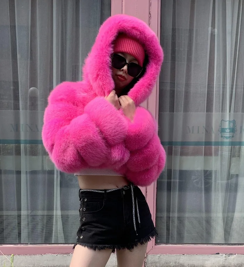Shop Our 2022 Fashion Collection of Hot Pink Cropped Fox Fur