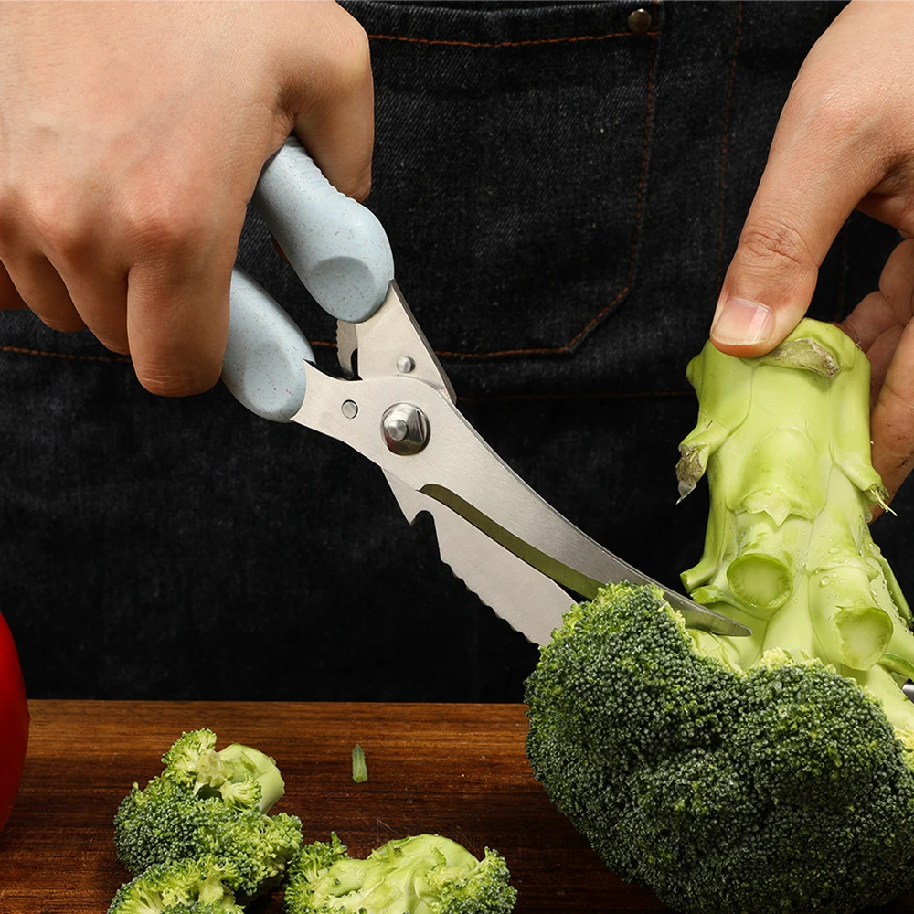 Colorful Kitchen Tools Power Chicken Bone and Fish Vegetables Cutting Scissors with Beer Opener for Home Use