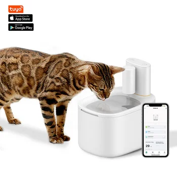 Tuya WIFI Control Auto Battery Smart drink water dispenser pet cat water fountain for Pets with 3.4L