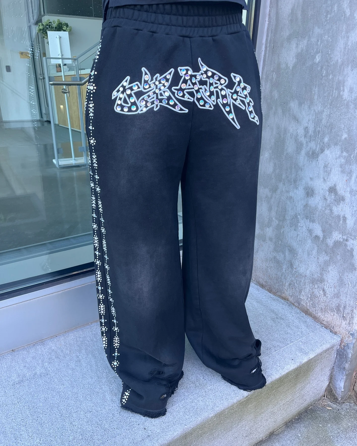 Salati Custom Track Pants 400 GSM Embroidered Boot Cut Sun Faded Rhinestone Acid Wash Straight Leg Flared Baggy Men's Sweatpants gallery 8