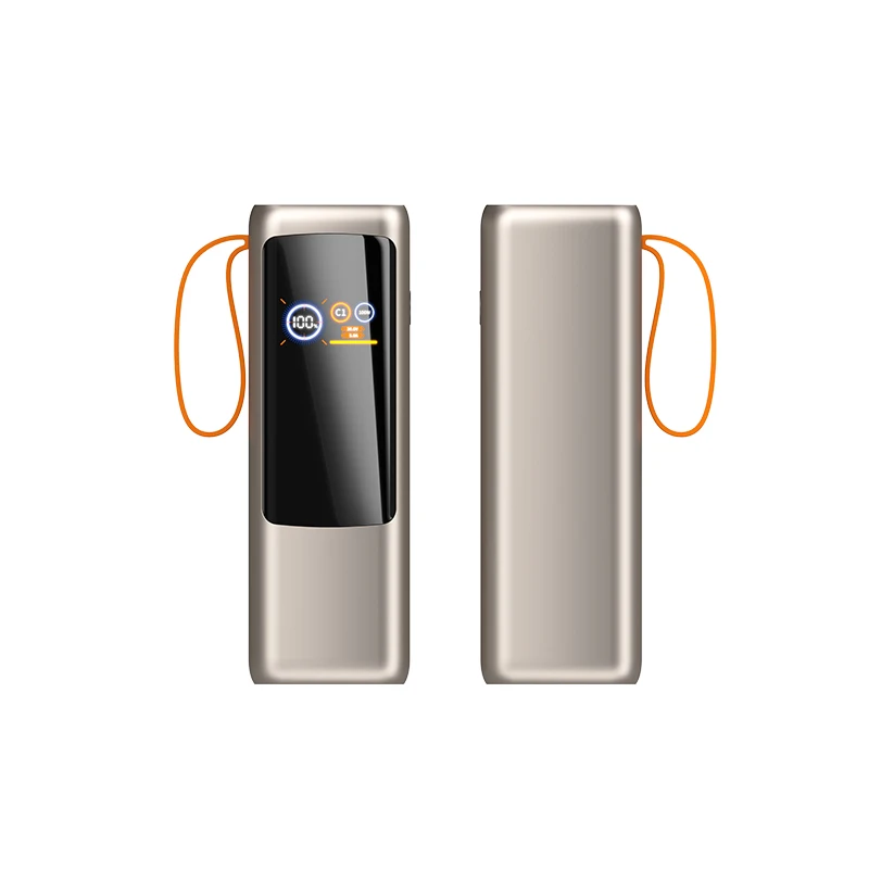Creative 100W Super Fast Charging Digital Display Power Bank 25000mAh Built-in Cable Lanyard Design Portable Charger PB221