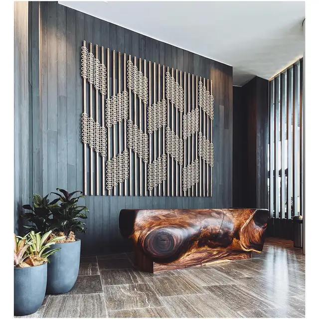 Beige Macrame Wall Hanging Art Home Decoration for Hotel Shop Office Hand Woven Cotton Rope Modern Large Project Decor EH2502050