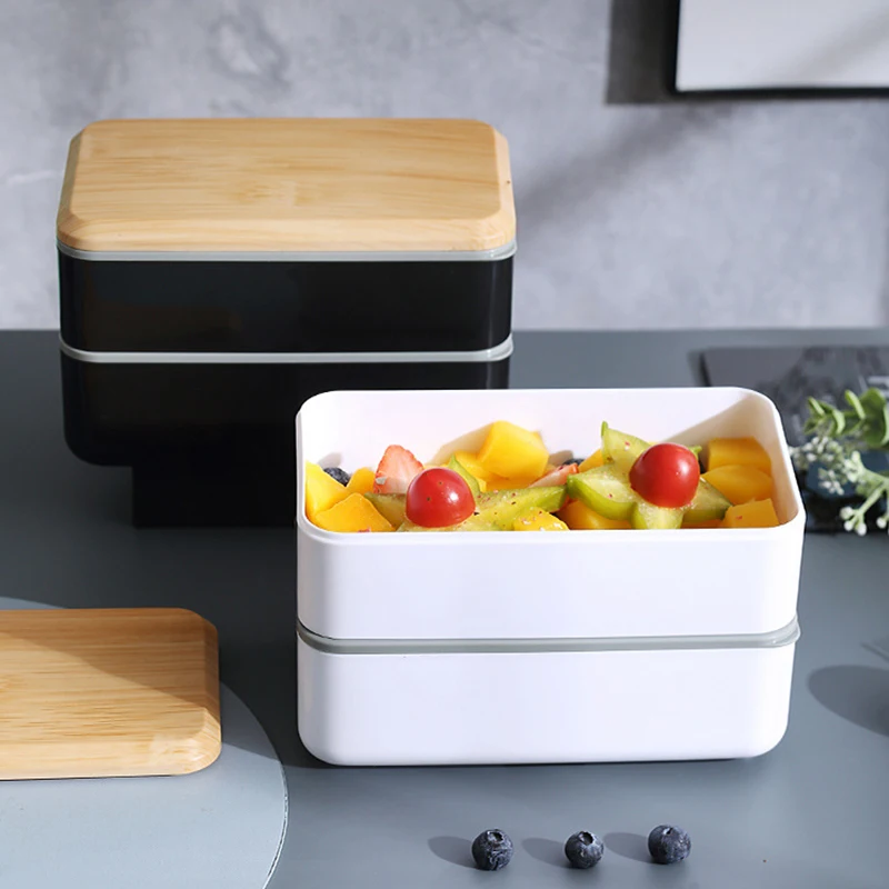 Lunch Box Food Storage 2 Square Containers Used For Adult Chopsticks 【お